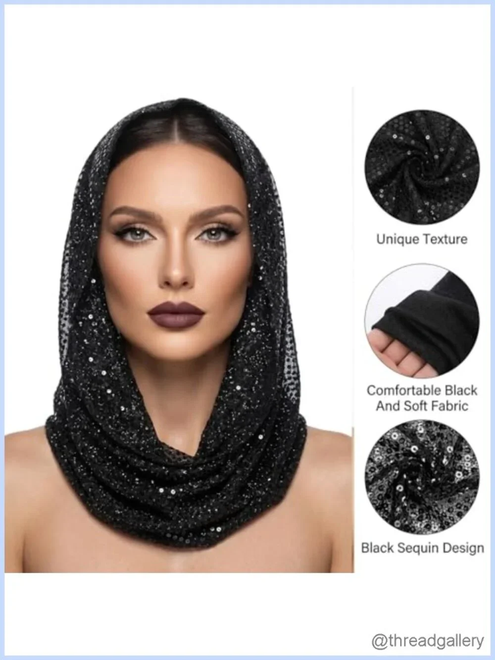 Sequin Rave Hood Scarf for Women Festival Party Accessory